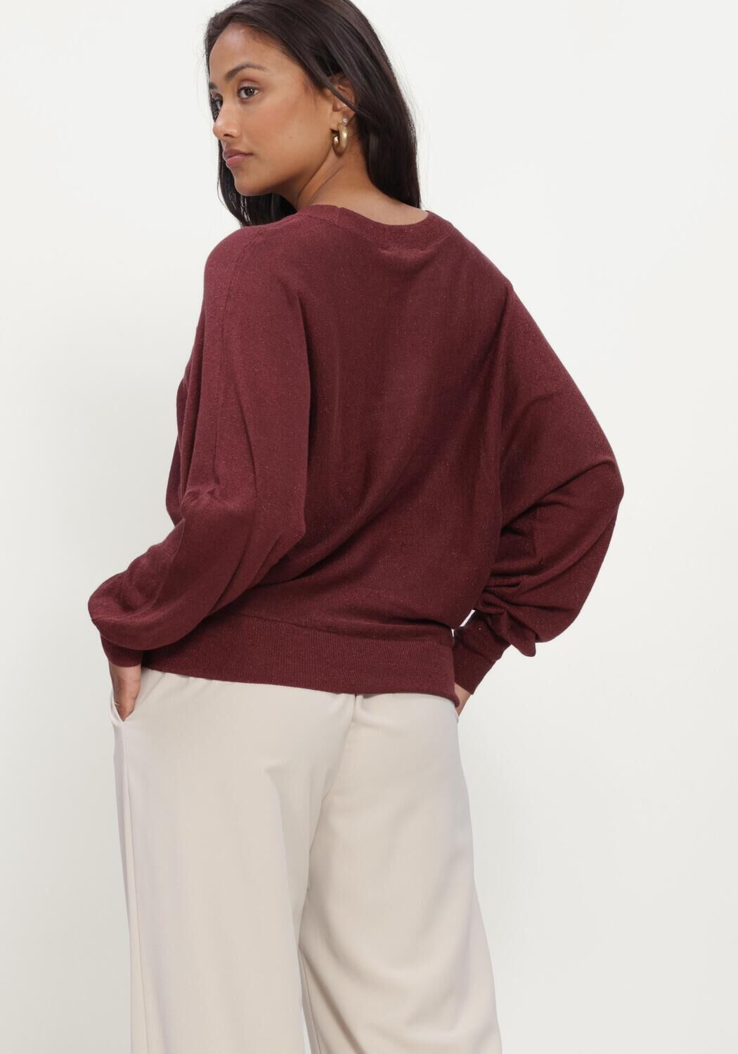 Bordeaux MINUS Trui MSDANA METALLIC BAT SLEEVE PULLOVER - large