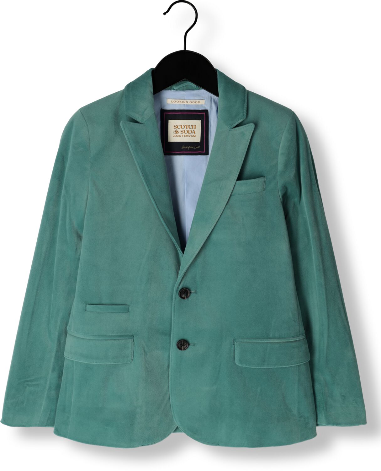 SCOTCH & SODA Jongens Colberts Velvet Blazer Turquoise