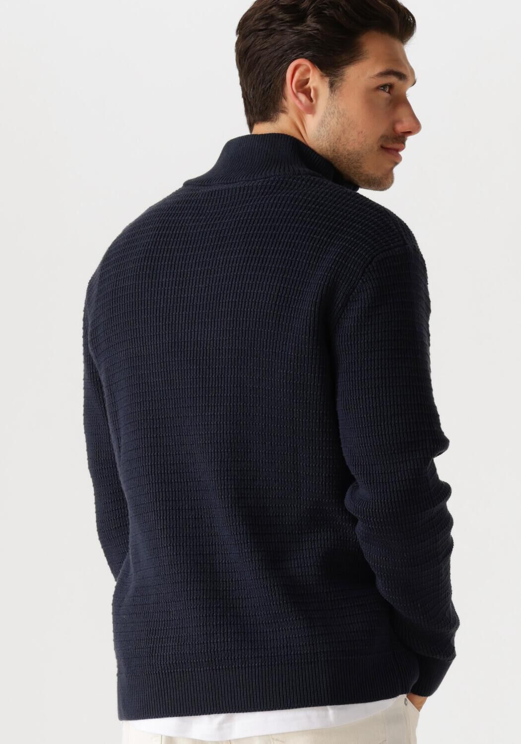 SELECTED HOMME Heren Truien & Vesten Slhtheo Ls Knit Structure Half Zip Blauw