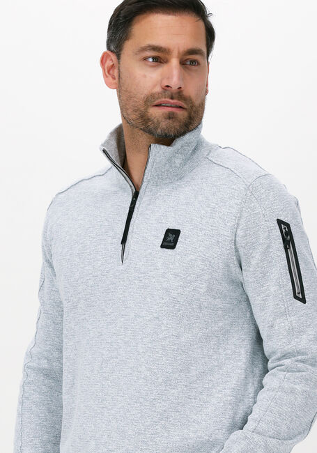 Grijze VANGUARD Trui HALF ZIP COLLAR COTTON MOULINE - large