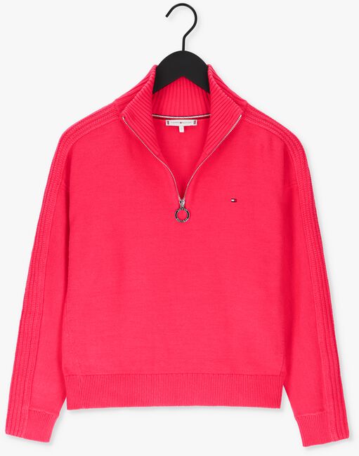 Roze TOMMY HILFIGER Trui ZIP-UP HIGH-NK SWEATER - large
