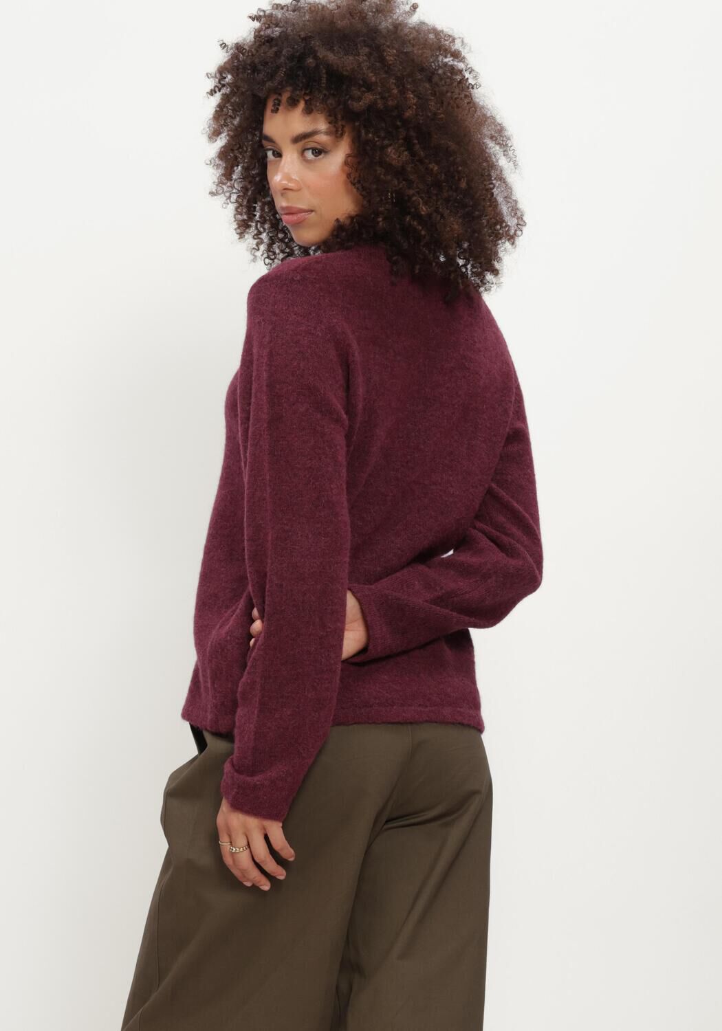 Bordeaux SELECTED WOMEN Trui SLWLULU NEW LS KNIT O-NECK - large