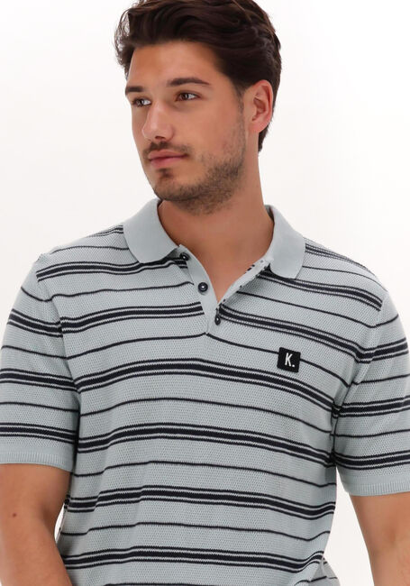 Lichtblauwe KULTIVATE Polo PL KONOS STRIPES - large