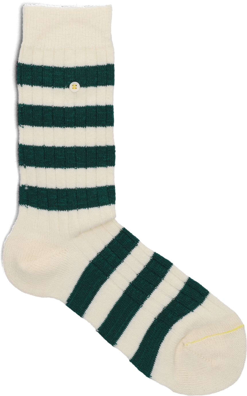 ALFREDO GONZALES Heren Sokken Merino Cosy Rib Stripes Groen