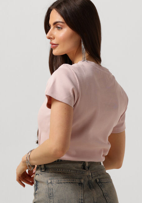 Lichtroze CALVIN KLEIN T-shirt WOVEN LABEL RIB SLIM TEE - large