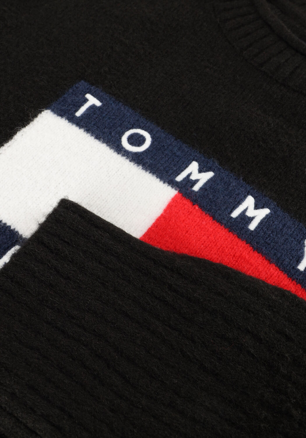 Zwarte TOMMY JEANS Trui TJW MELANGE FLAG SWEATER RIB EXT - large