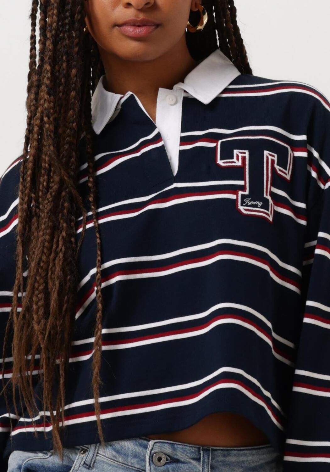TOMMY JEANS Dames Tops & T-shirts Tjw Letterman Stripe Blauw