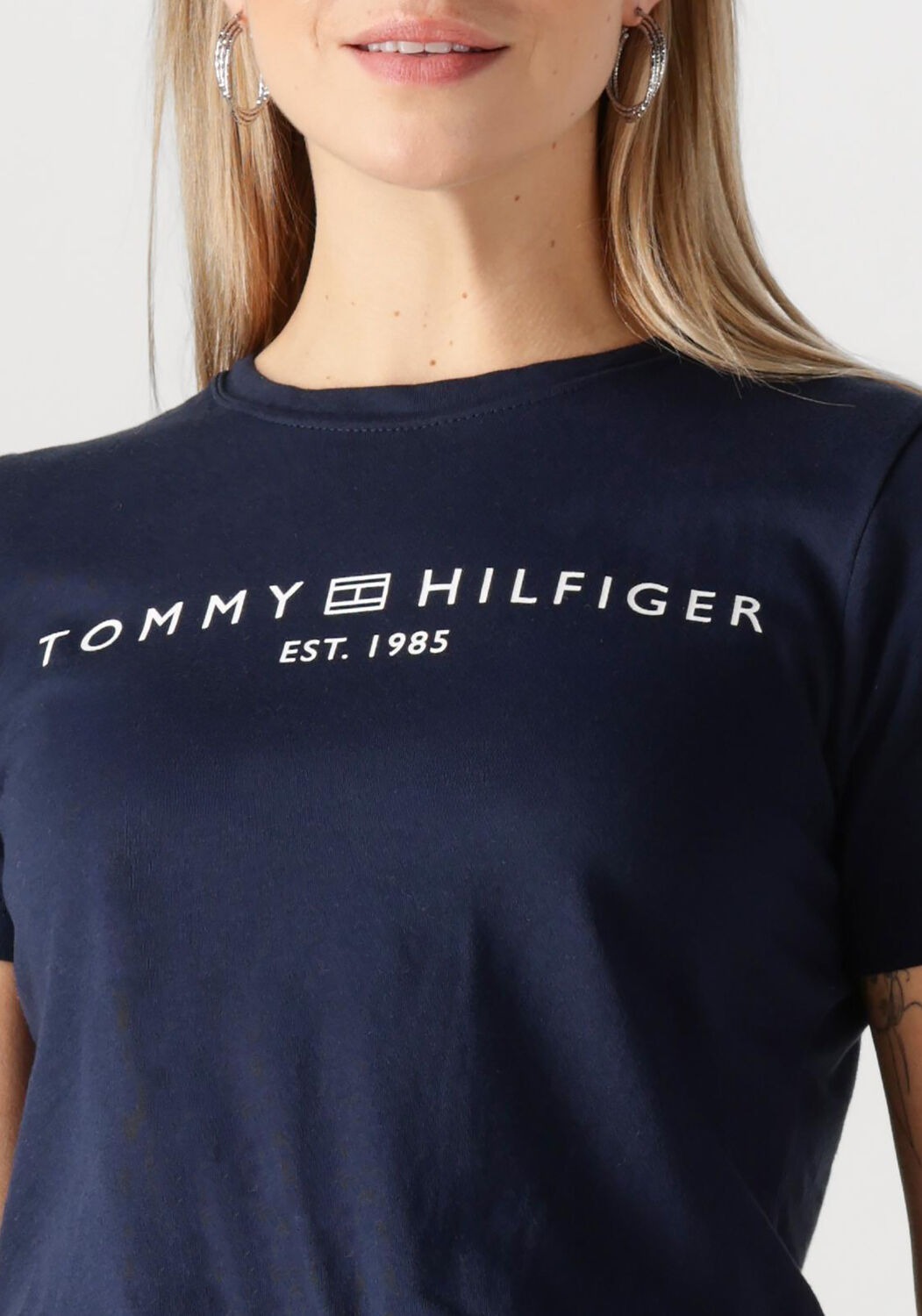 TOMMY HILFIGER Dames Tops & T-shirts Reg Corp Logo Donkerblauw