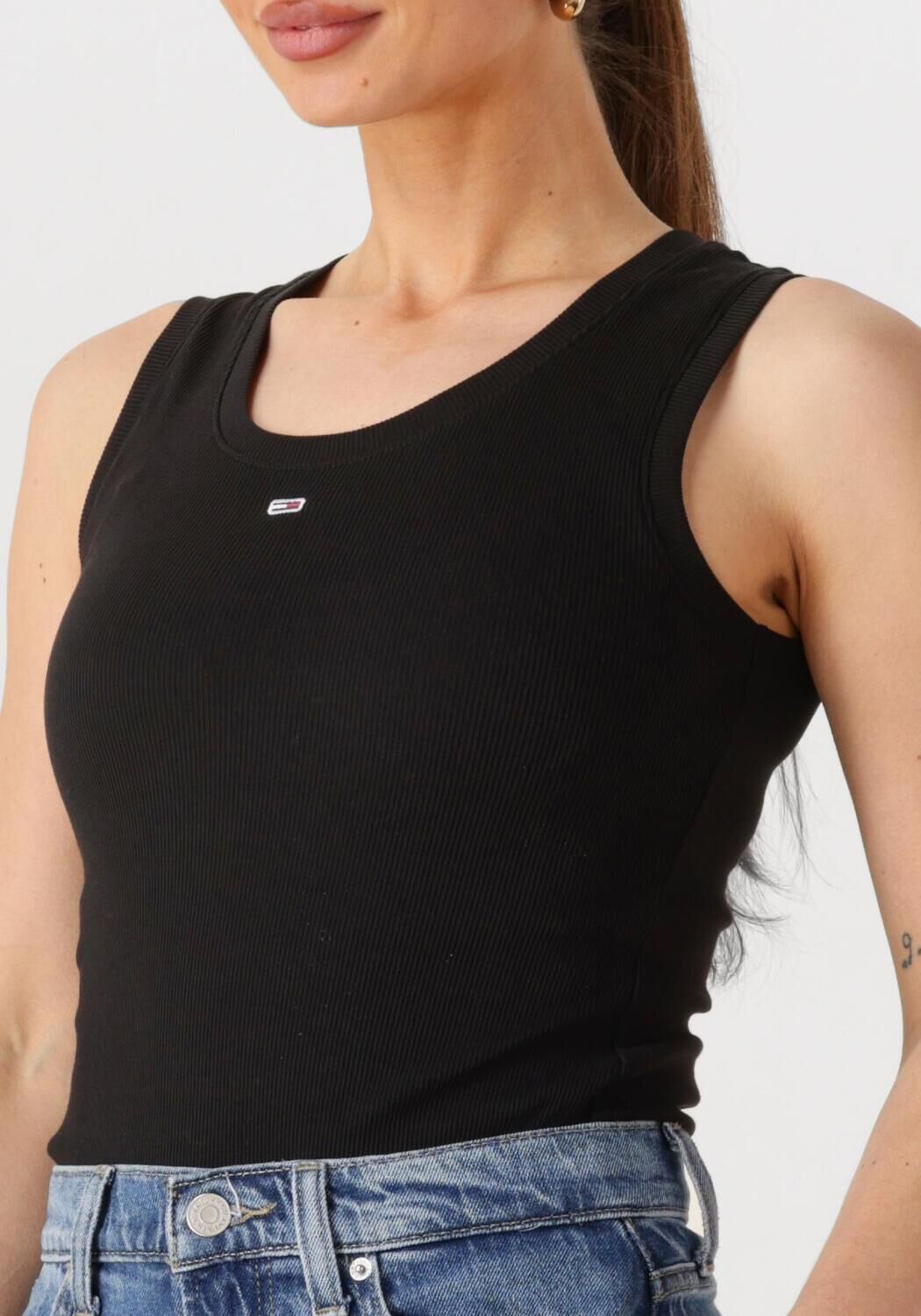 TOMMY JEANS Dames Tops & T-shirts Tjw Essential Rib Tank Ext Zwart