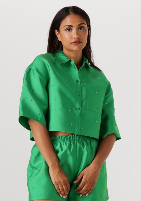 Groene ALIX THE LABEL Blouses LADIES WOVEN EMBELLISHED SATIN BLOUSE - large