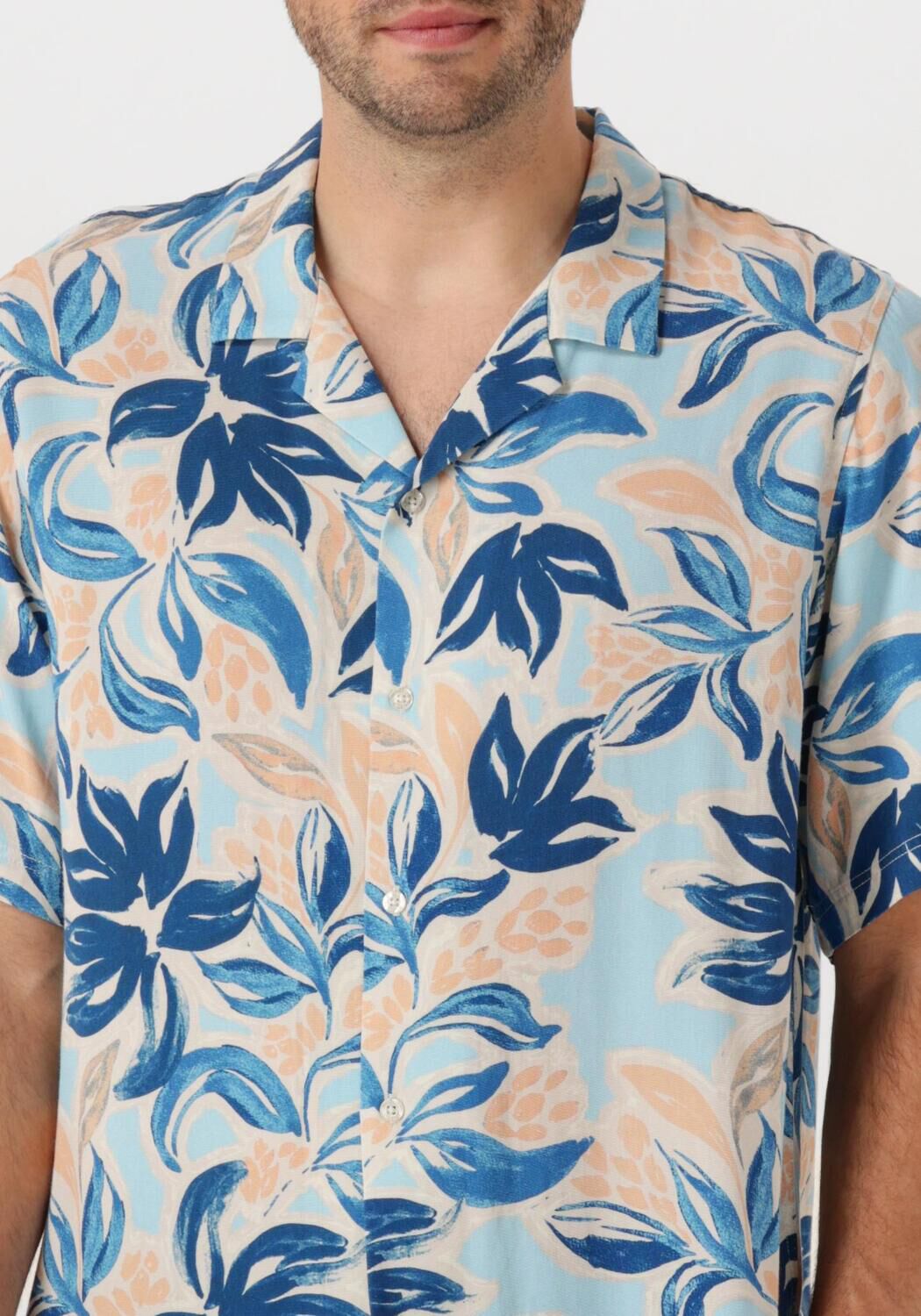 SHIWI Heren Overhemden Men Vic Short Sleeve Shirt Floral Leafs Multi