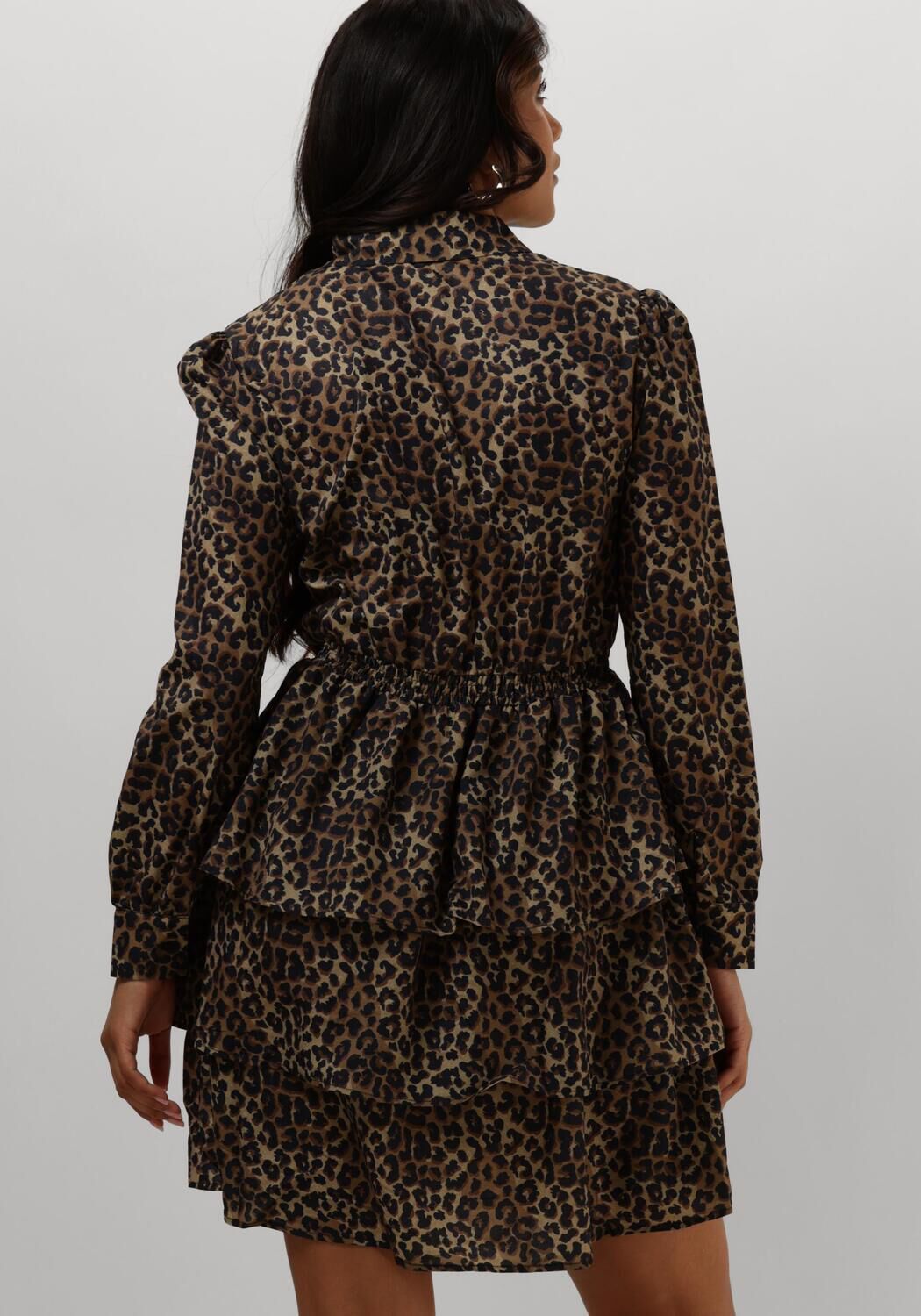 COLOURFUL REBEL Dames Jurken Sacha Leopard Shirt Dress Ls Bruin