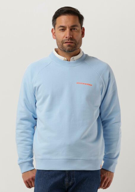Lichtblauwe SCOTCH & SODA Sweater UNISEX CREWNECK SWEATSHIRT IN ORGANIC COTTON - large