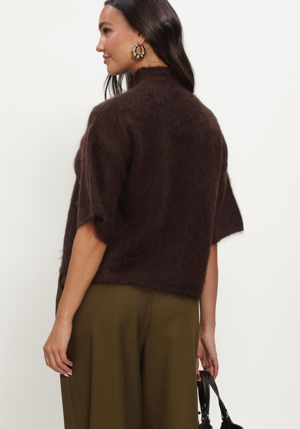 Bruine Y.A.S. Trui YASTILDE 2/4 MOHAIR BLEND KNIT PULLOVER - large