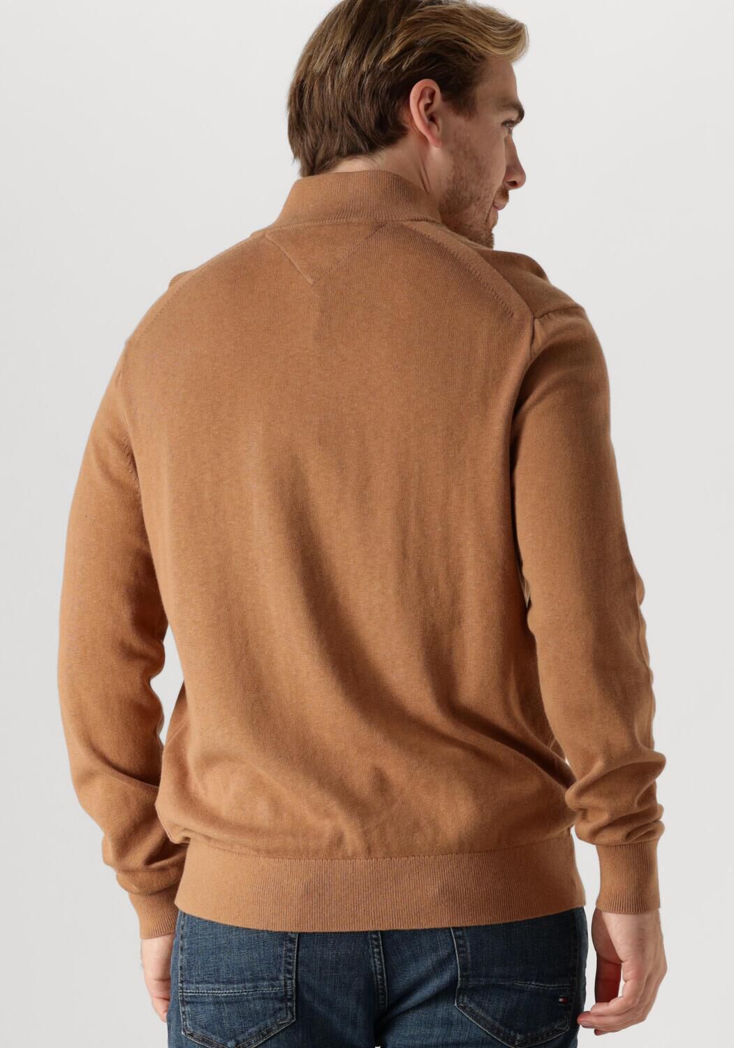 TOMMY HILFIGER Heren Truien & Vesten Pima Org Ctn Cashmere Zip Mock Camel