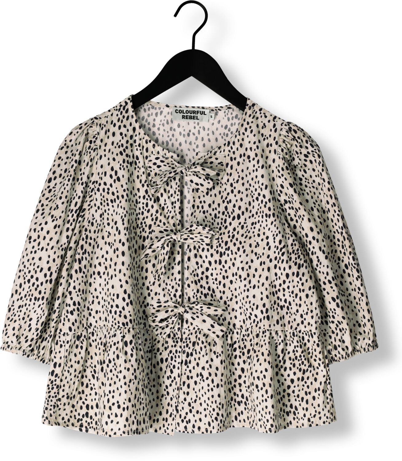 COLOURFUL REBEL Dames Blouses Lina Cheetah Bow Top Beige