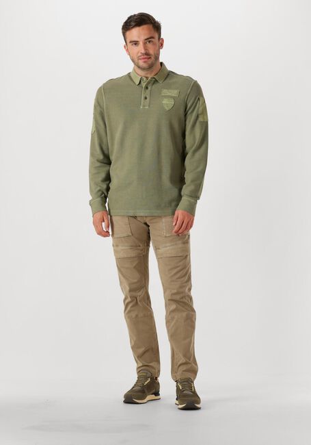 Groene PME LEGEND Polo LONG SLEEVE POLO STRUCTURED PIQUE GARMENT DYED - large