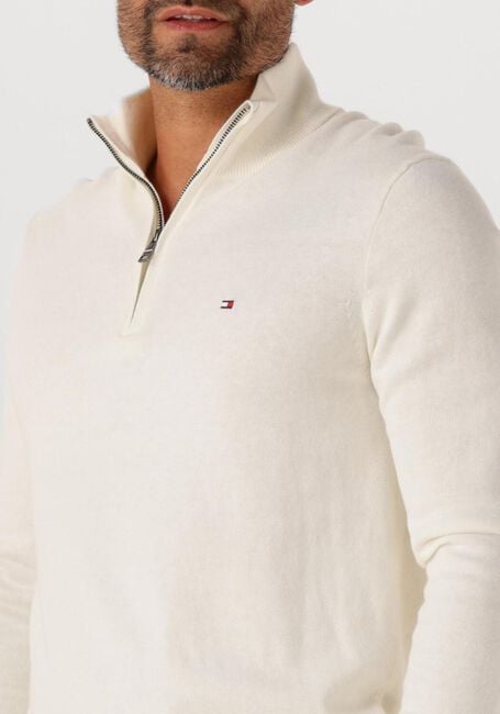 Ecru TOMMY HILFIGER Trui PIMA ORG CTN CASHMERE ZIP MOCK - large