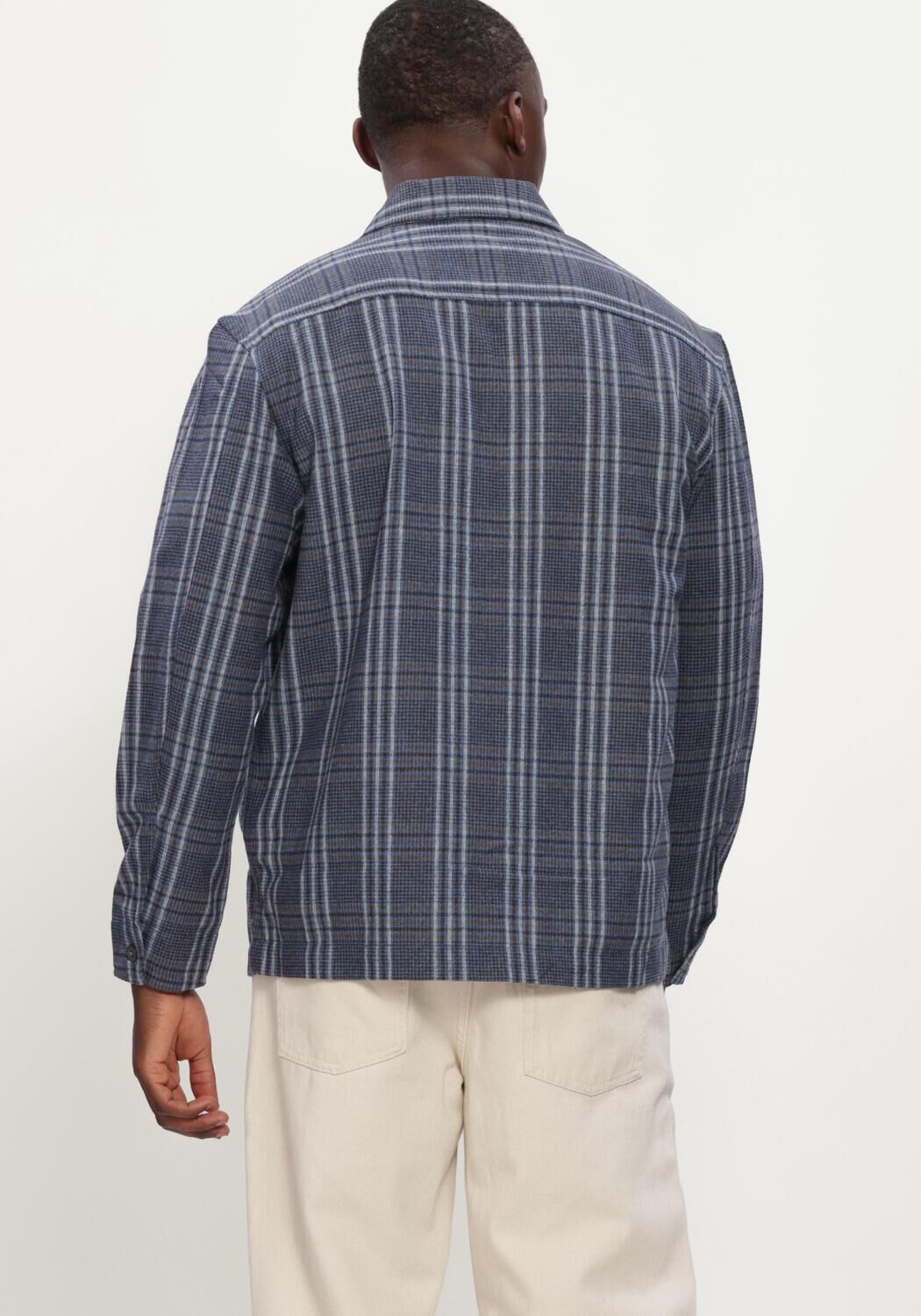 Blauwe SELECTED MEN Casual overhemd SLMRLXSVEND WT CHECK WOOL BLEND LIGHT OS - large