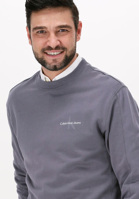 Grijze CALVIN KLEIN Sweater MONOGRAM LOGO CREW NECK - large