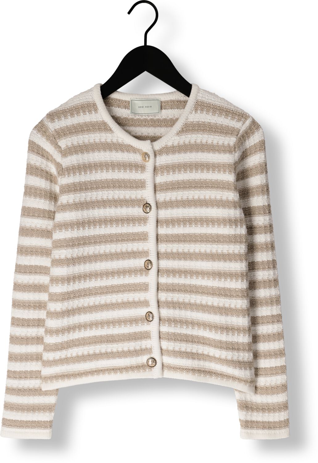 NEO NOIR Dames Truien & Vesten Limone Stripe Knit Jacket Zand