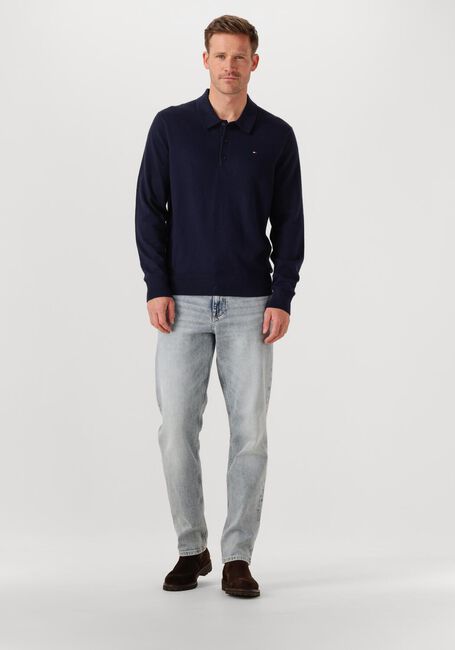 Donkerblauwe TOMMY HILFIGER Trui PIMA ORG CTN CASHMERE LS POLO - large