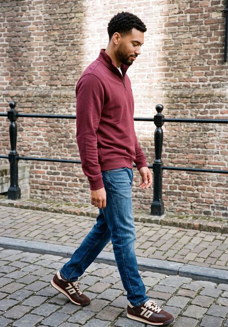 Bordeaux LYLE & SCOTT Trui SUPERFINE QUARTER ZIP SWEATSHIRT - large