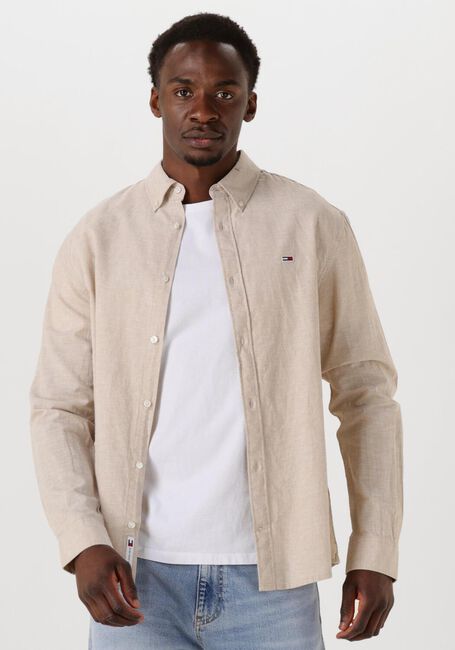 Beige TOMMY JEANS Casual overhemd TJM REG LINEN BLEND LS SHIRT EXT - large