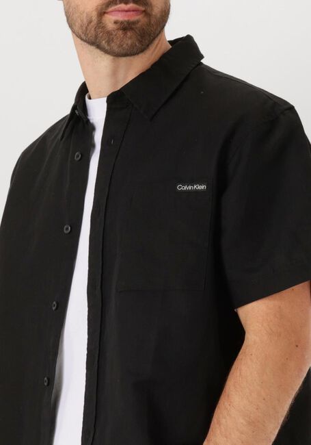 Zwarte CALVIN KLEIN Casual overhemd LINEN COTTON S/S SHIRT - large