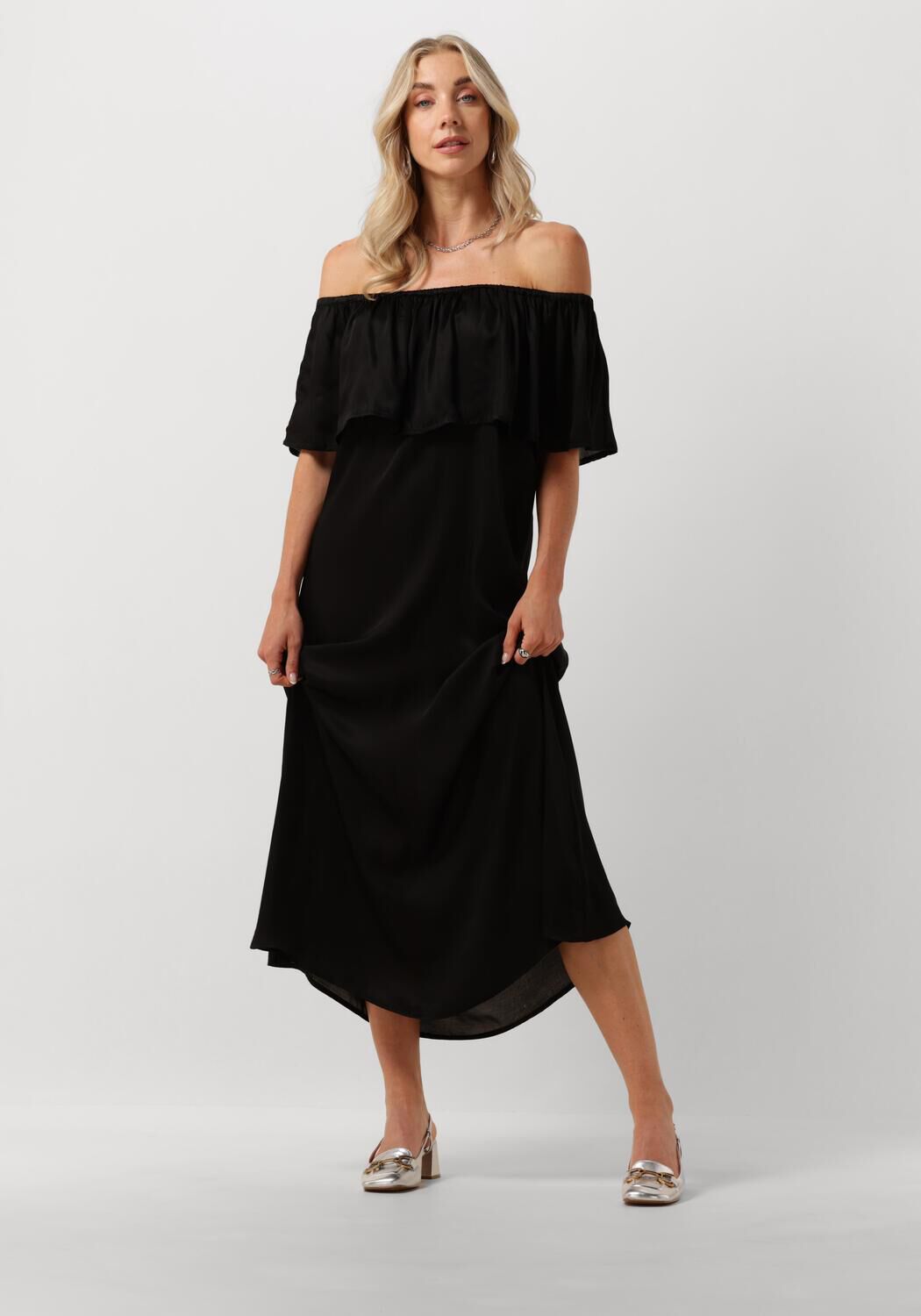 My Essential Wardrobe Zwarte Midi Jurk Melissamw Florance Black Dames