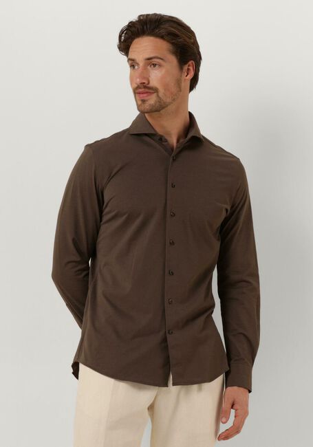 Bruine PROFUOMO Klassiek overhemd SHIRT X-CUTAWAY JAPANESE KNITTED - large