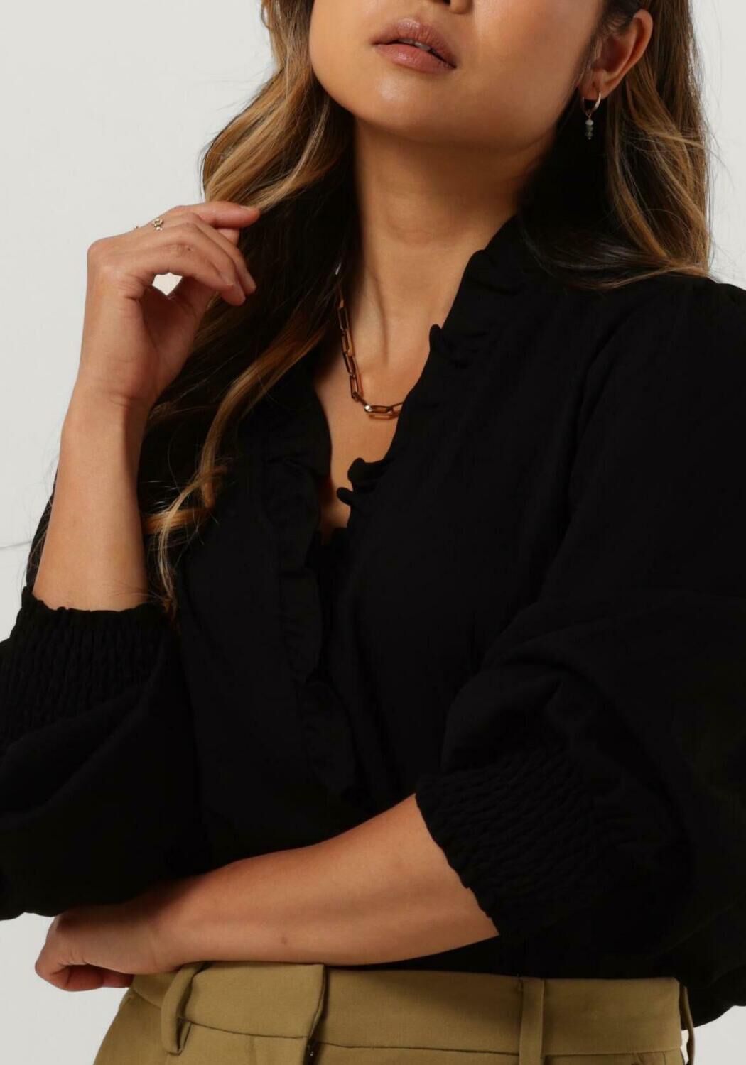 Zwarte CO'COUTURE Blouses SUEDA FRILL SHIRT - large