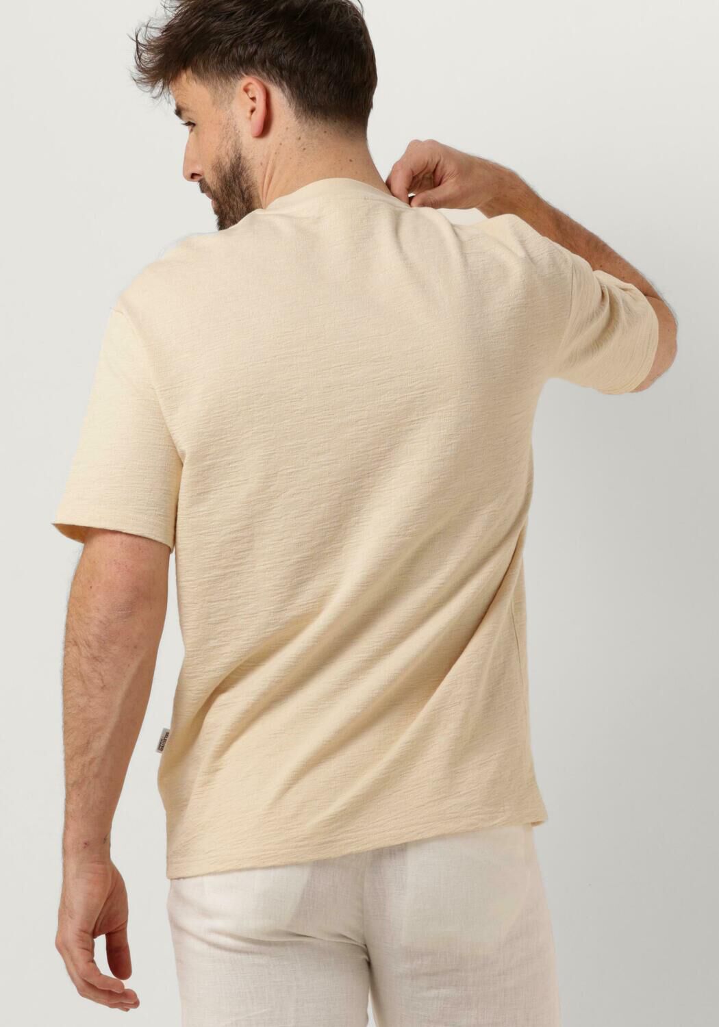 SELECTED HOMME Heren Polo's & T-shirts Slhloossaul Slub Ss O-neck Tee Beige