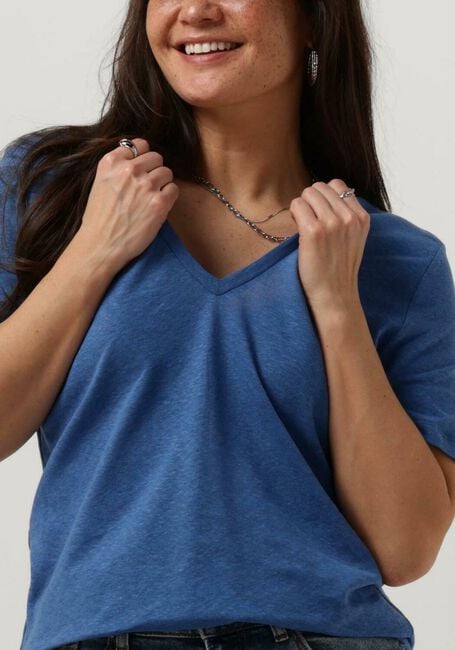 Blauwe ACCESS Top SHORT-SLEEVE V BLOUSE - large
