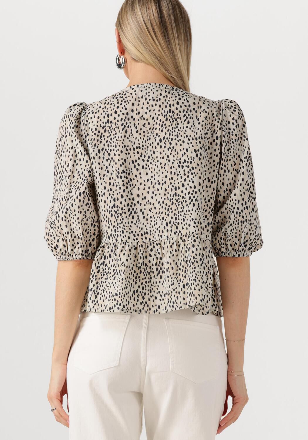 COLOURFUL REBEL Dames Blouses Lina Cheetah Bow Top Beige
