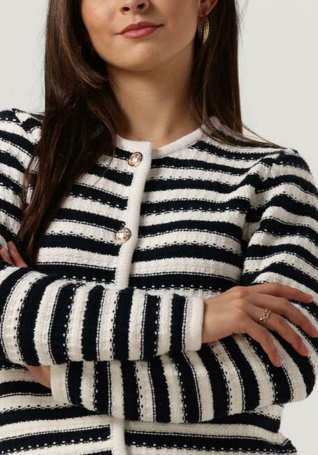 Donkerblauwe NEO NOIR Vest LIMONE STRIPE KNIT JACKET - large
