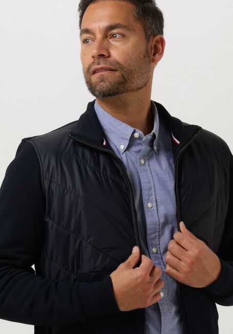 Donkerblauwe TOMMY HILFIGER Jack MIX MEDIA CHEVRON ZIP THROUGH - large