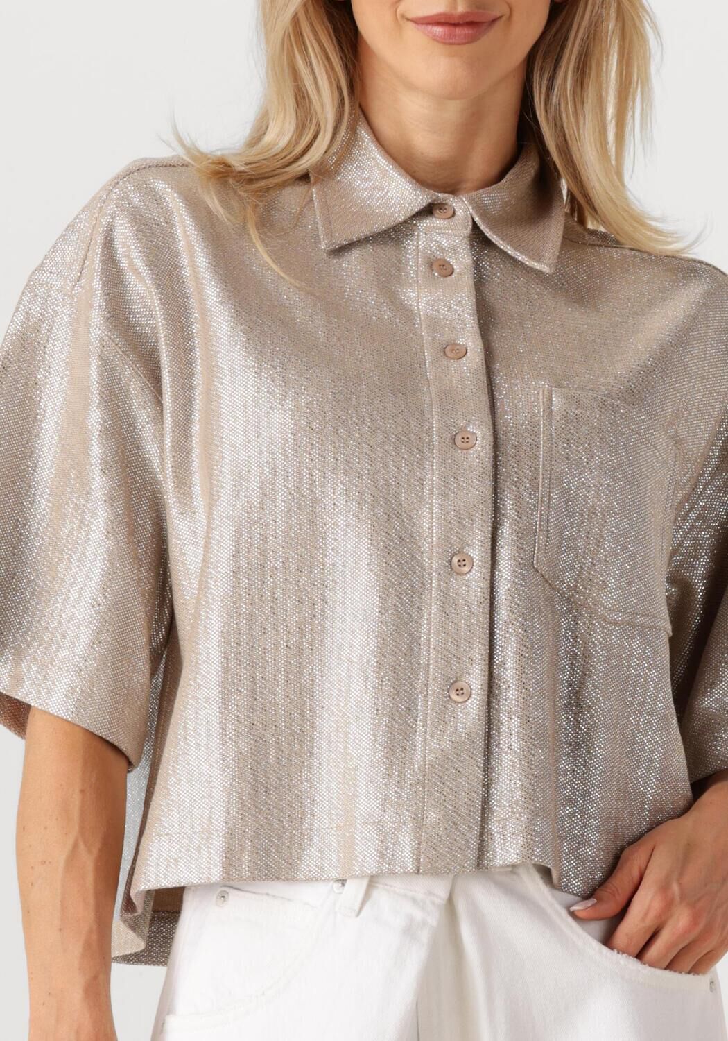 ALIX THE LABEL Dames Blouses Ladies Woven Foil Cropped Blouse Zilver