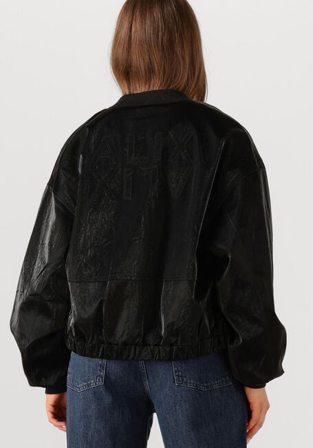 Zwarte ALIX THE LABEL Jack LADIES WOVEN VELVET LEATHER BOMBER - large