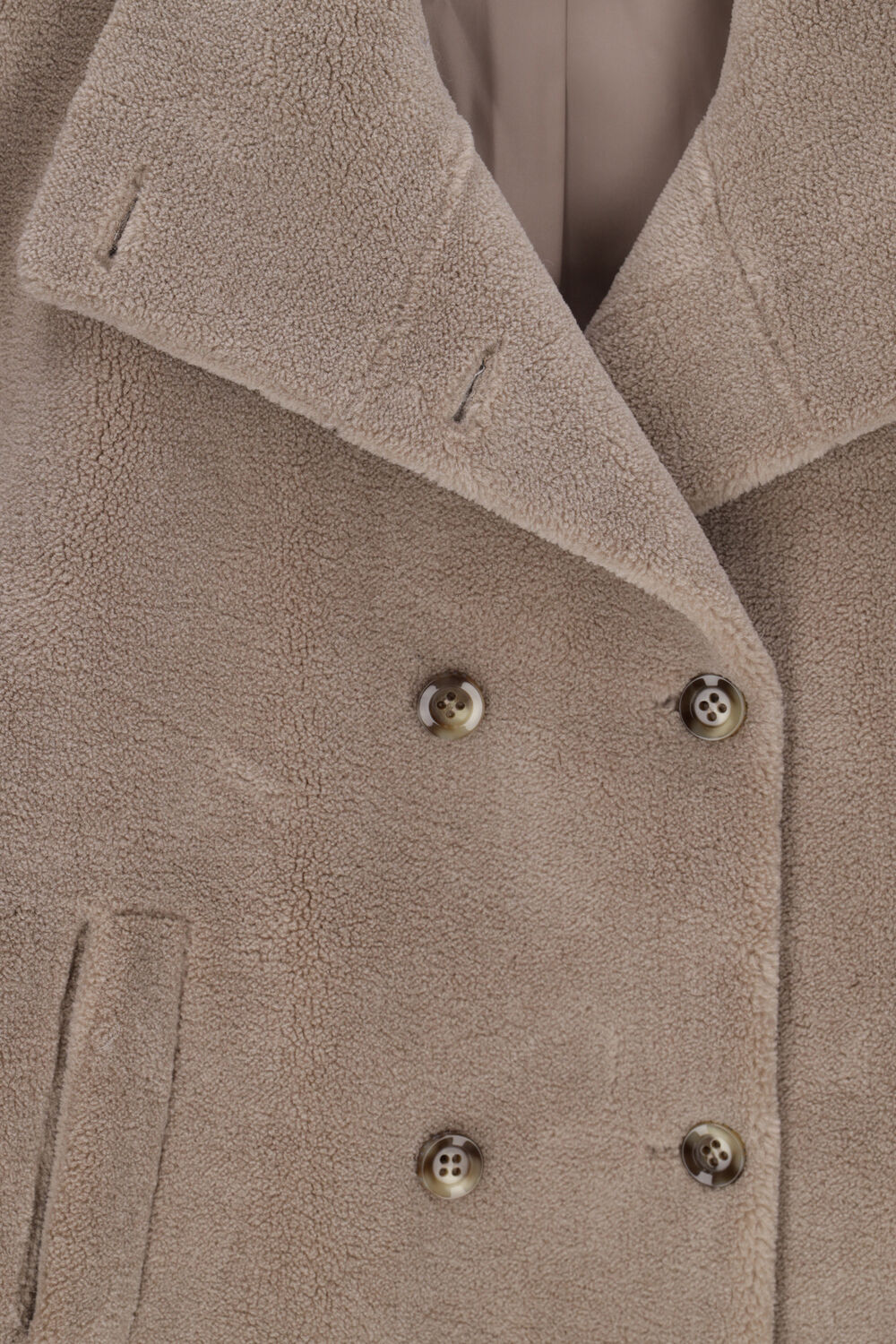 Beige BEAUMONT Teddy jas DOUBLE BREASTED TEDDY COAT - large