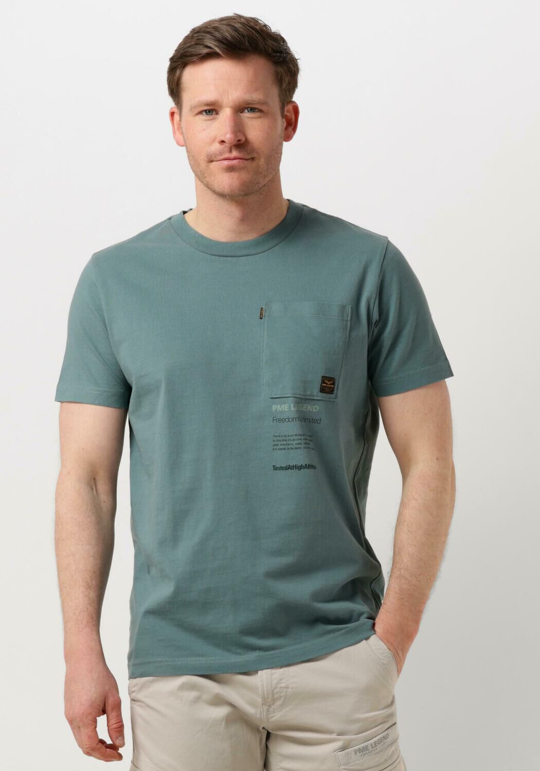 PME LEGEND Heren Polo's & T-shirts Short Sleeve R-neck Play Single Jersey Groen