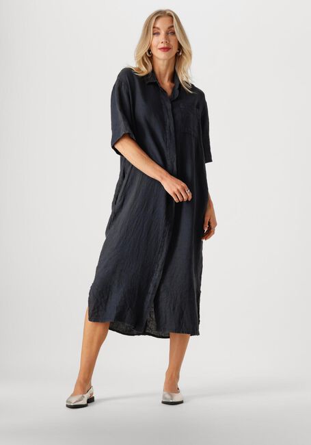 Donkerblauwe BY-BAR Midi jurk BRUNO LINNEN DRESS - large