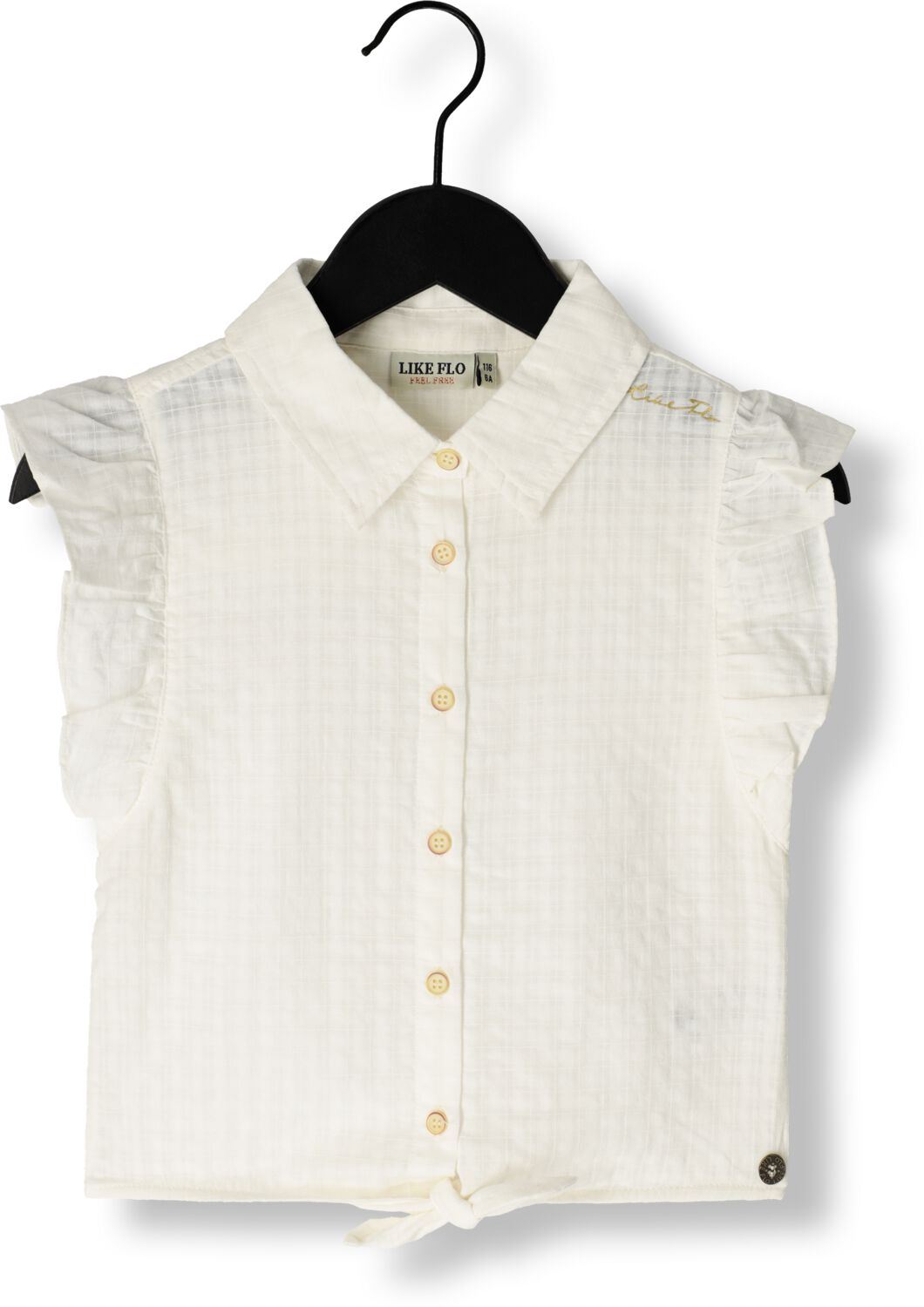 Like Flo blouse met ruches wit Meisjes Katoen Klassieke kraag Effen 134