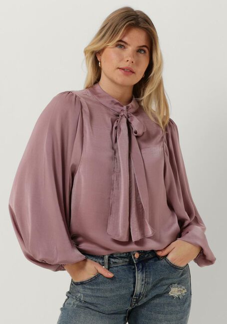Paarse SUMMUM Blouses PUSSYBOW TOP DRAPEY SATIN - large