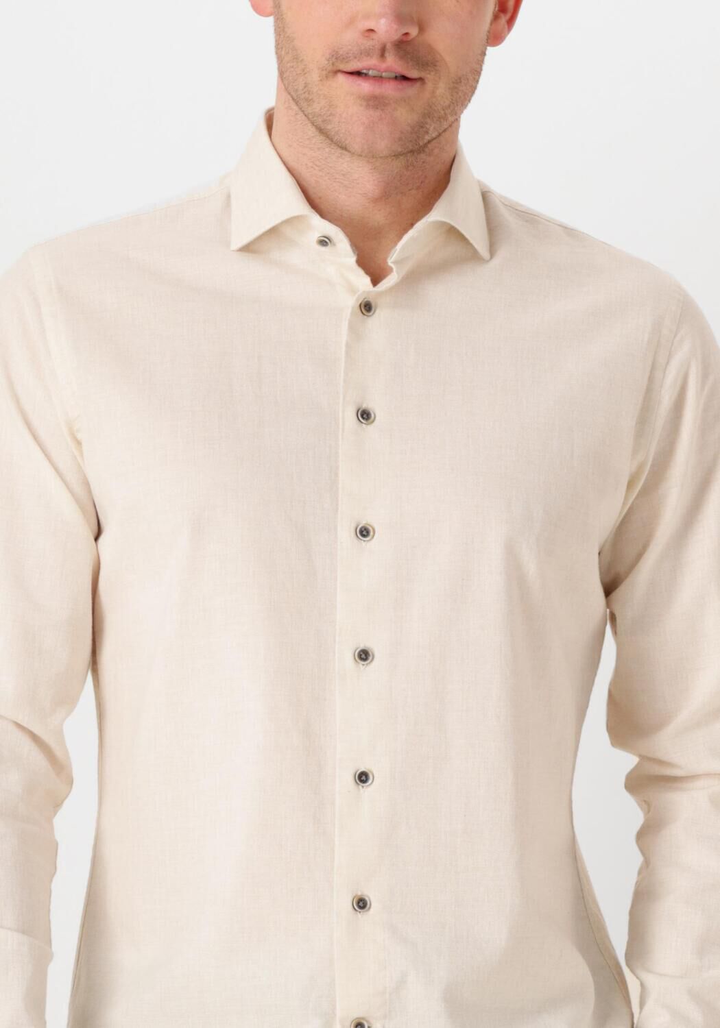 PROFUOMO Heren Overhemden Shirt X-cutaway Sc Sf Cotton Linen Ecru