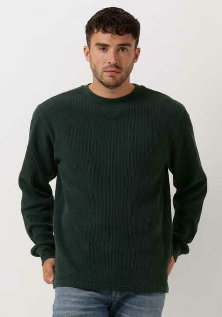 Donkergroene COLOURFUL REBEL Sweater UNI WAFFLE SLIT SWEAT - large