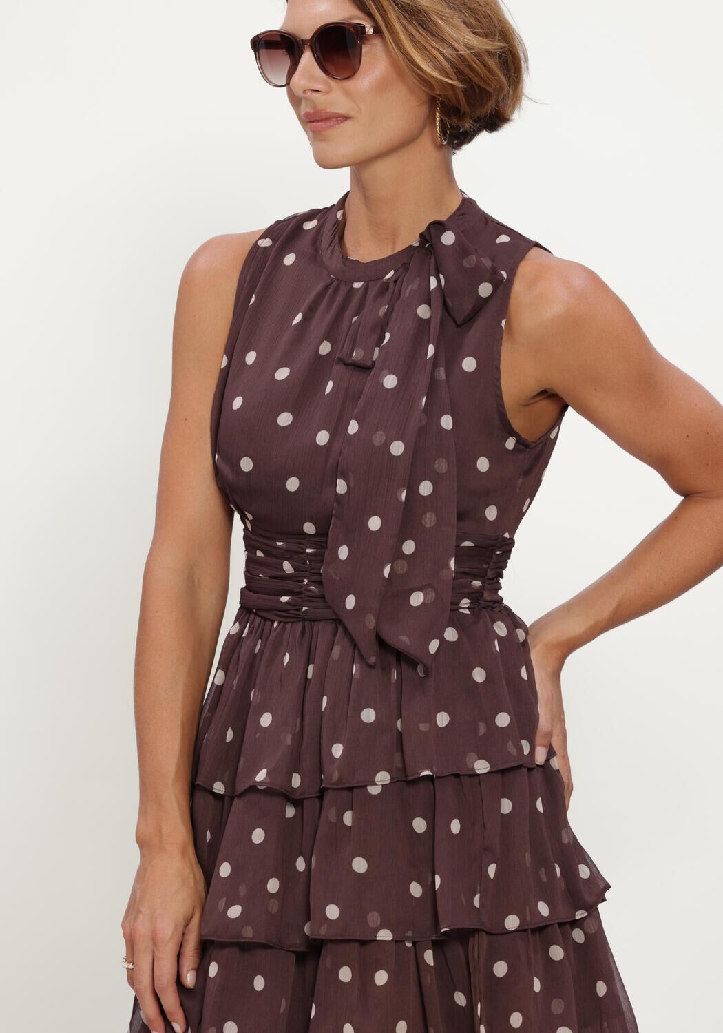 Bruine NEO NOIR Jurken MAY BIG DOT DRESS - large