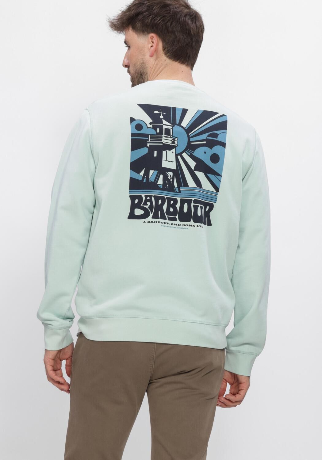 Lichtblauwe BARBOUR Sweater LIVINGSTONE CREW NECK - large