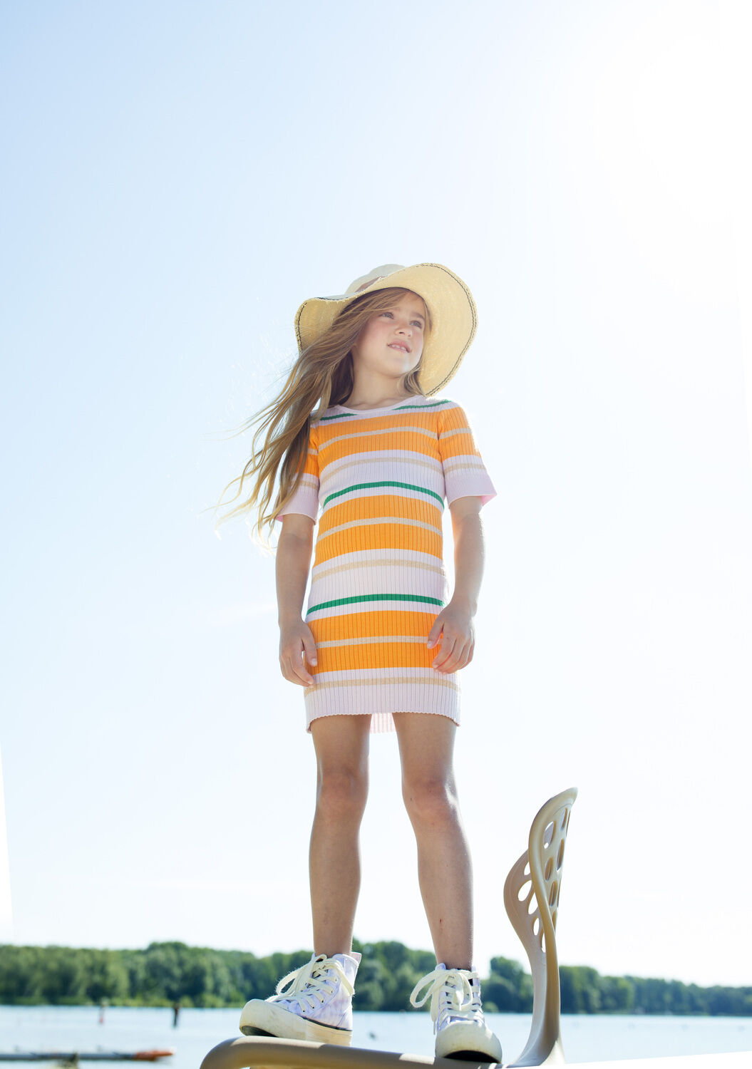 Lila MOODSTREET Mini jurk FINE KNITTED STRIPED RIB DRESS - large