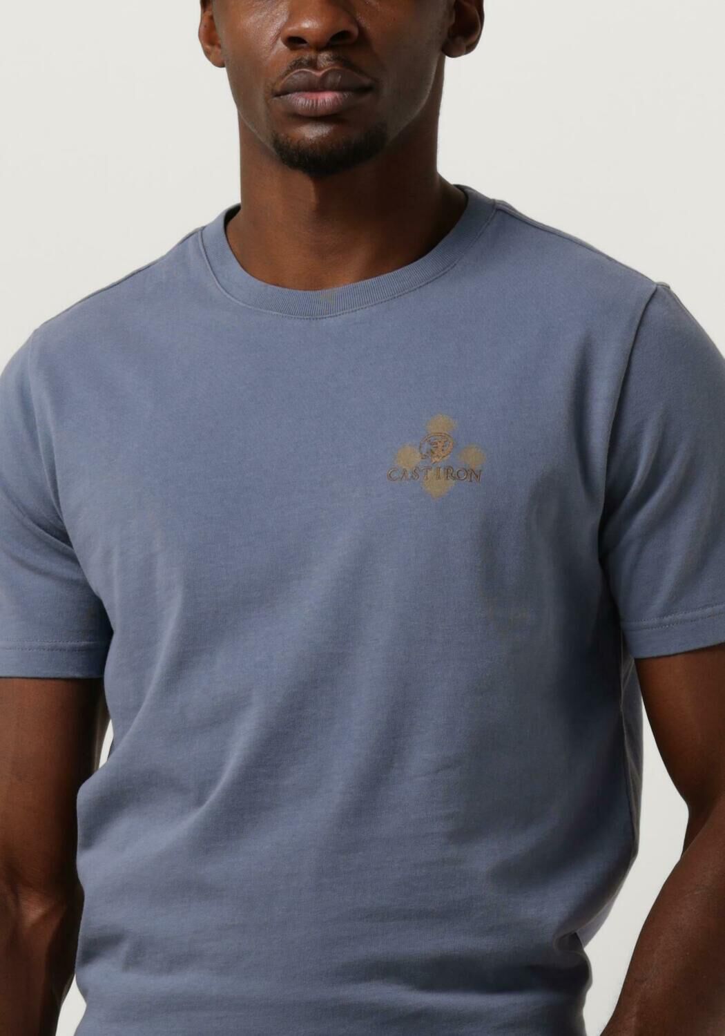 CAST IRON Heren Polo's & T-shirts Short Sleeve R-neck Regular Fit Cotton Blauw